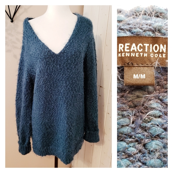 Kenneth Cole Reaction Sweaters - SEXY DEEP-V NECK SOFT EYELASH SWEATER long